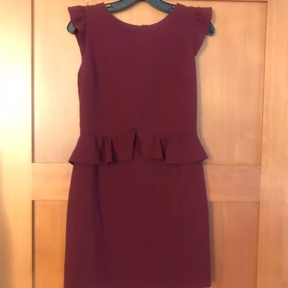 Sandro Burgundy Ruffle Dress - Picture 2 of 4